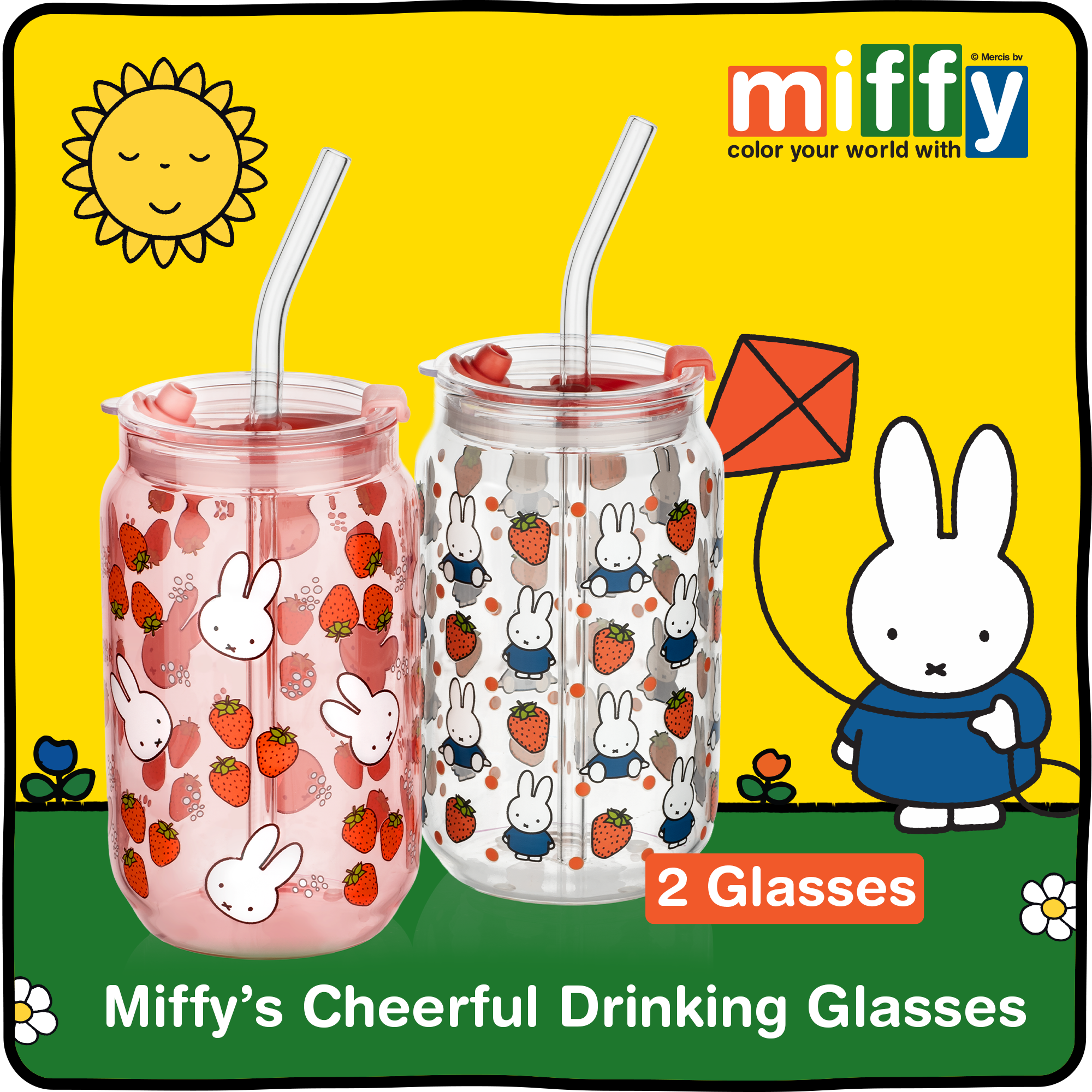 Miffy Strawberry Drinking Glasses