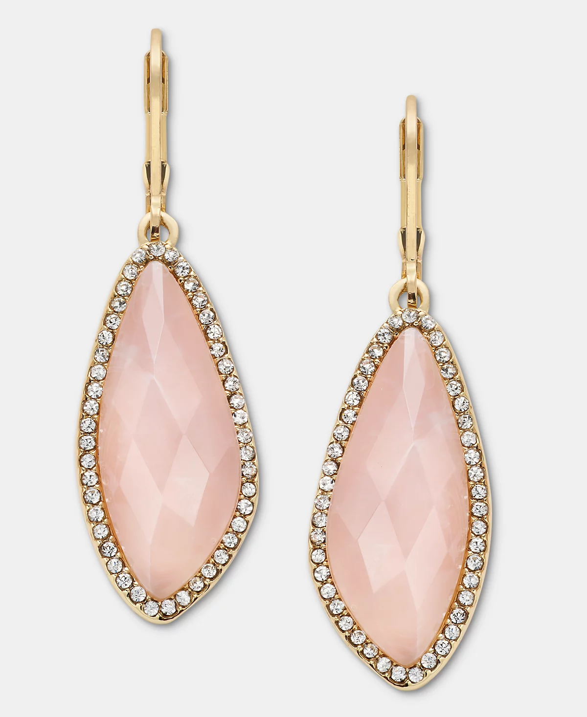 Gold-Tone Stone & Pavé Halo Drop Earrings