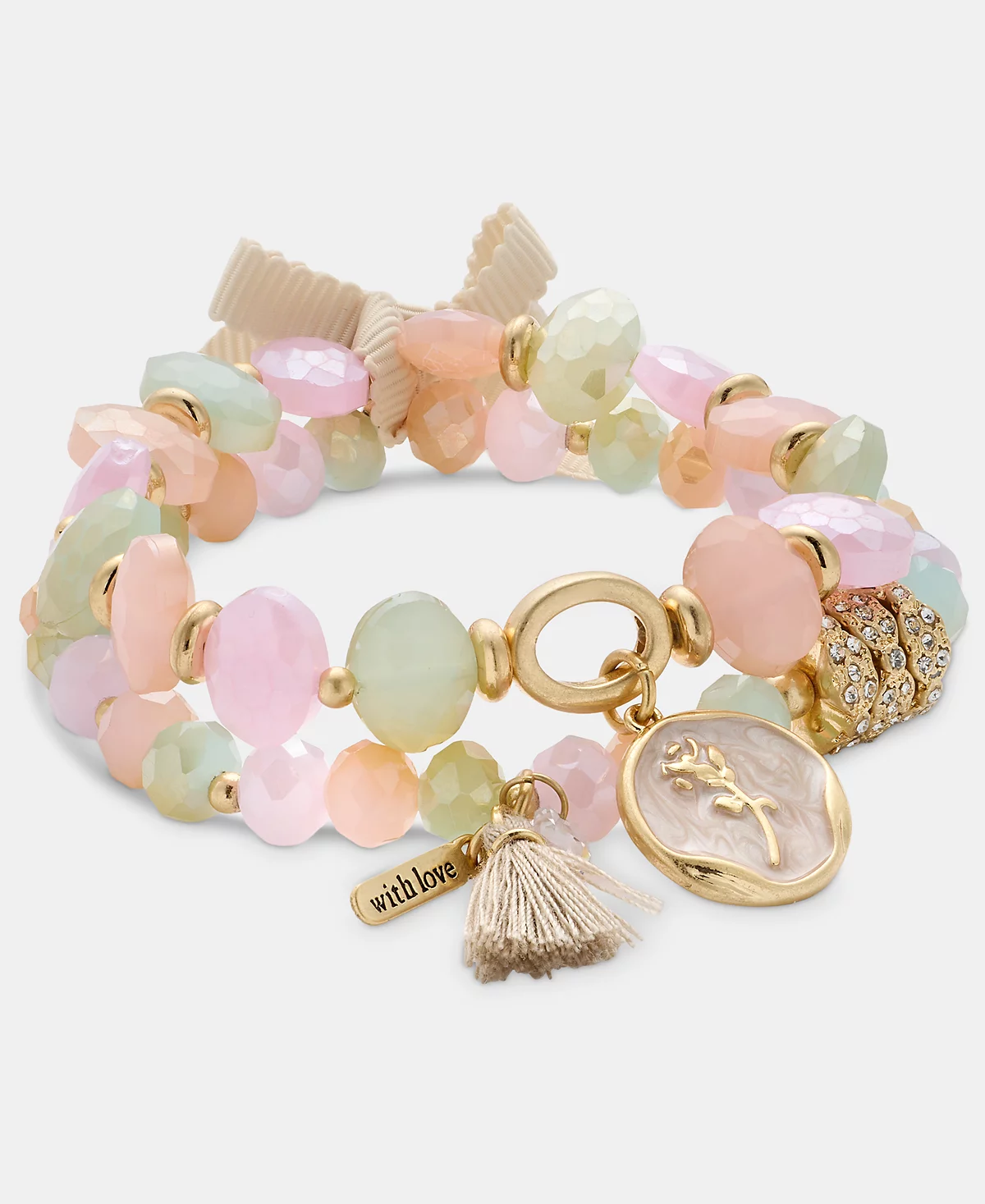 Gold-Tone Multi Bead Stretch Bracelet