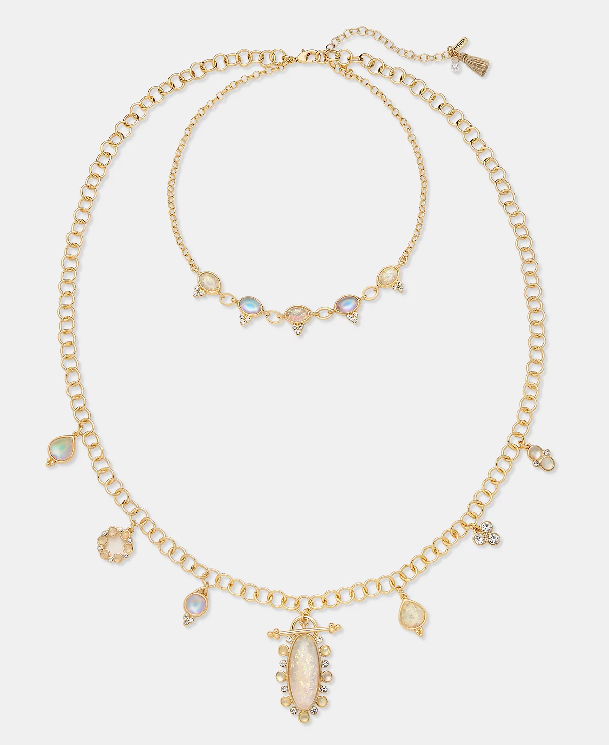 Two-Row Stone Pendant Necklace