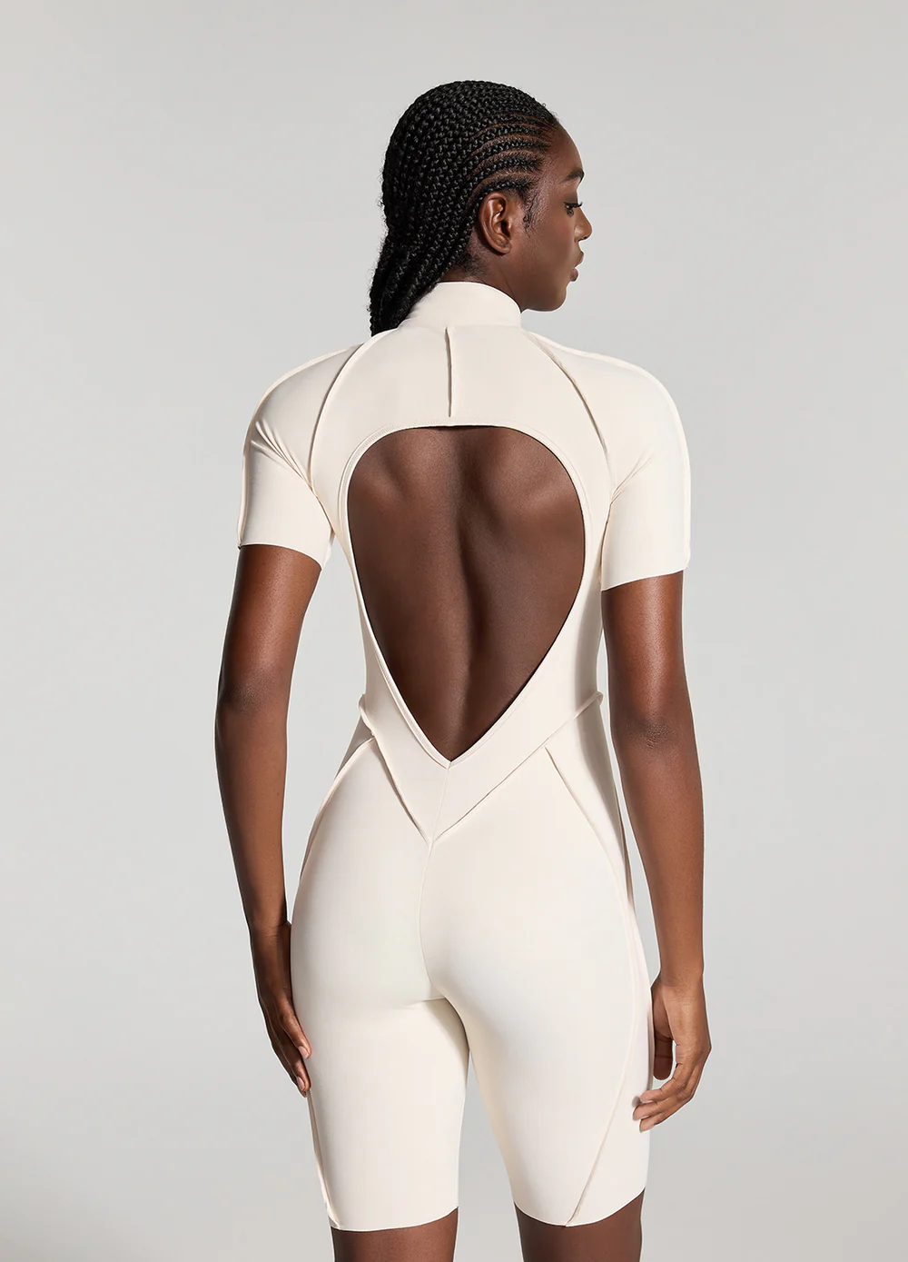 Sleek Shorts Catsuit in Ivory