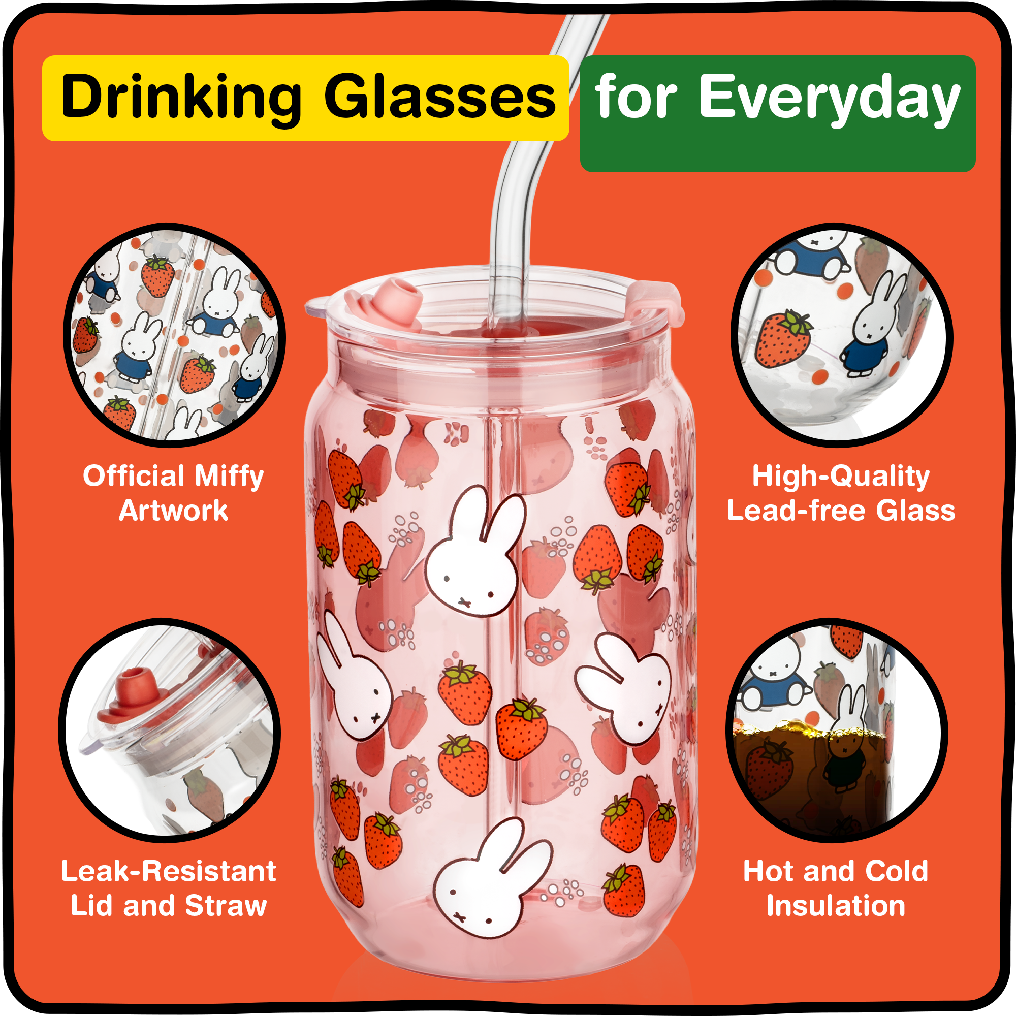 Miffy Strawberry Drinking Glasses