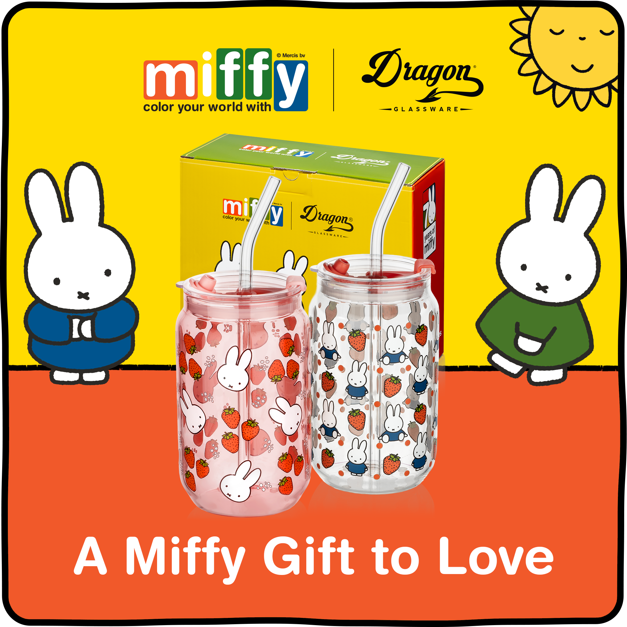 Miffy Strawberry Drinking Glasses