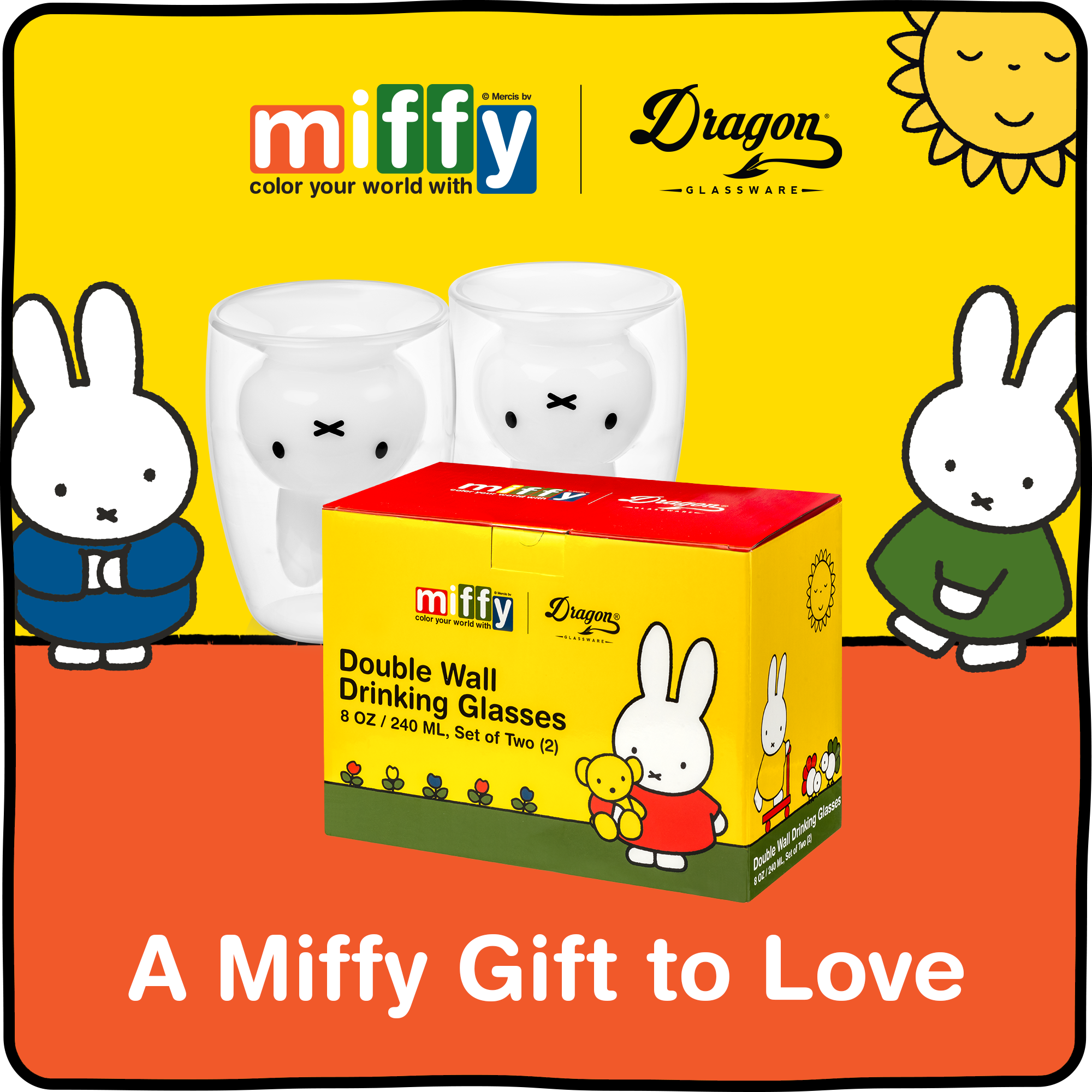 Miffy Double Wall Drinking Glasses