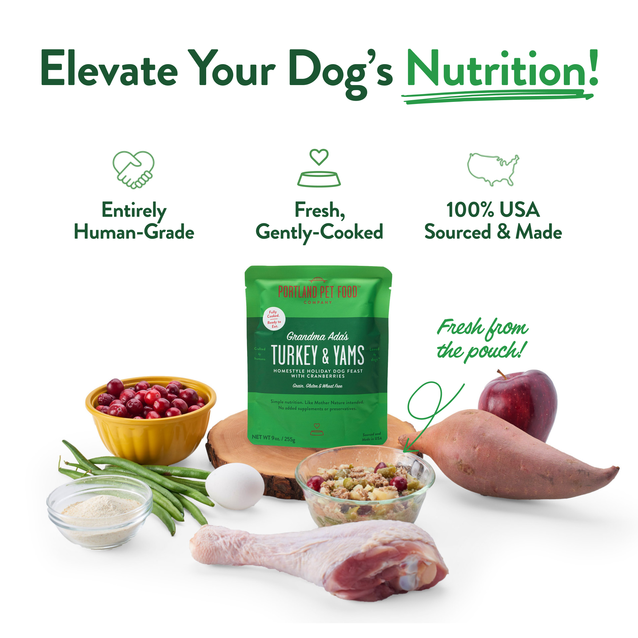 Grandma Ada's Turkey & Yams Homestyle Holiday Dog Feast with Cranberries