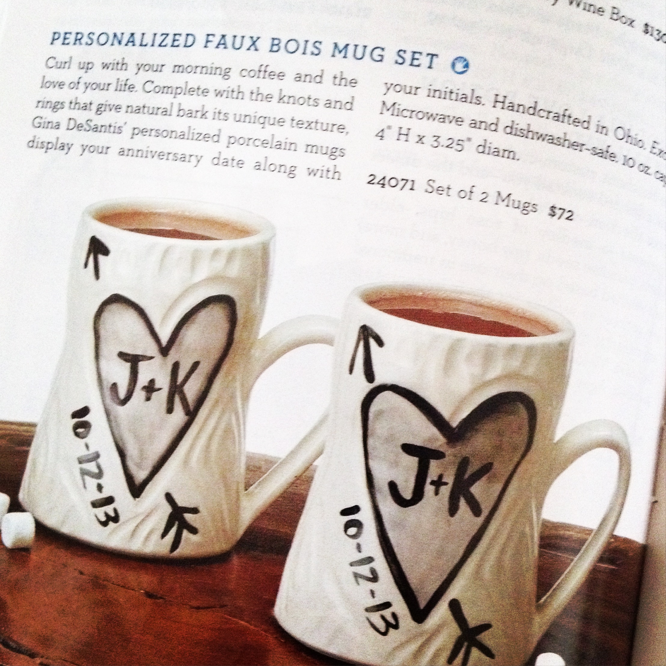Personalized Porcelain Faux Bois Mugs