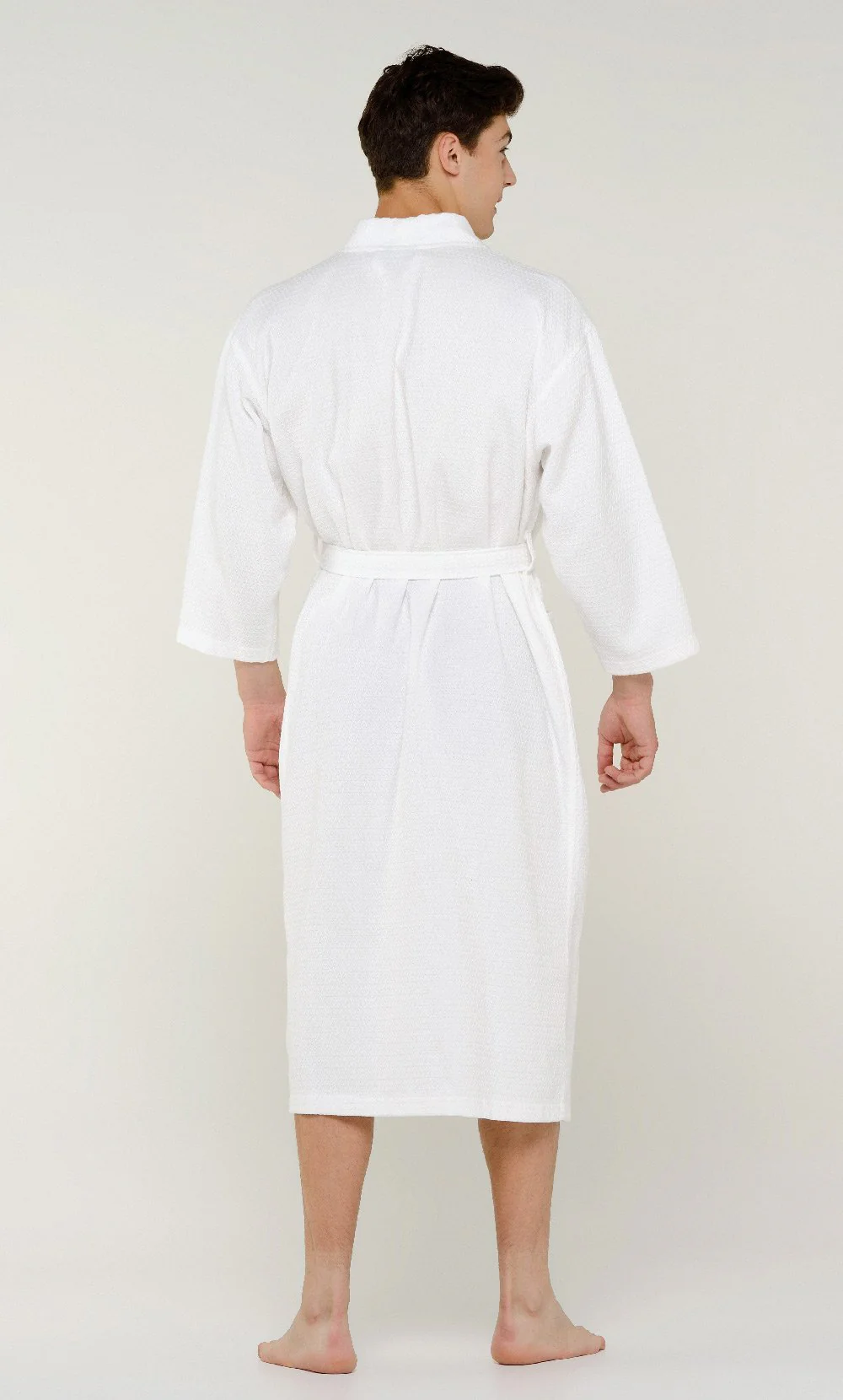 100% Turkish Cotton White Waffle Kimono Robe